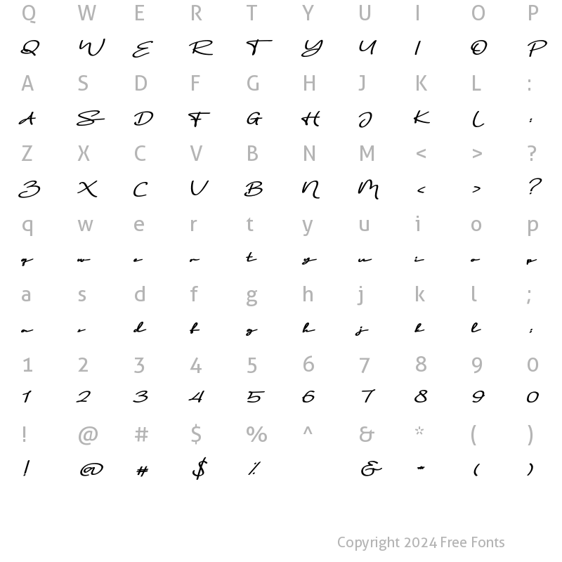 Character Map of San Sebastian Regular