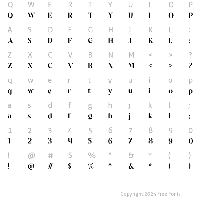 Character Map of Sandega Regular