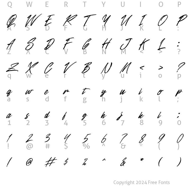 Character Map of Sandershon Italic