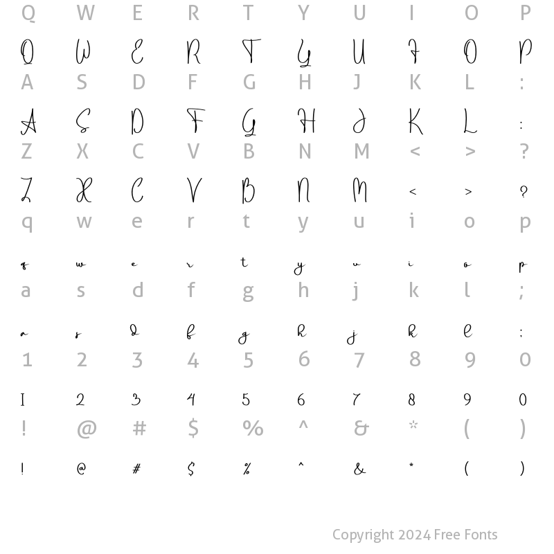 Character Map of Sanderyna Regular