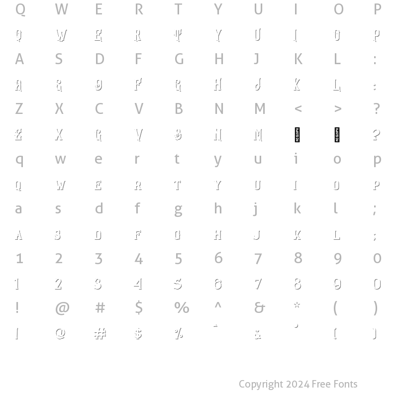 Character Map of Sandorian Minus Outline Diagonal