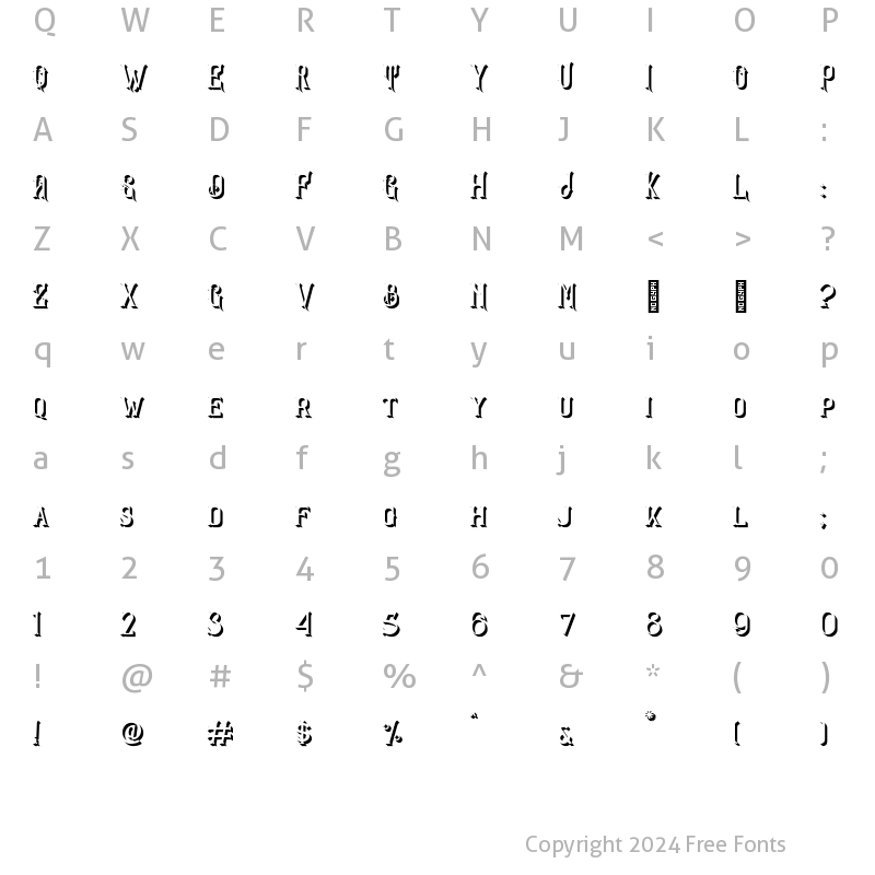 Character Map of Sandorian Solid Shadow