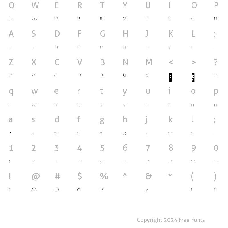 Character Map of Sandorian Top Line