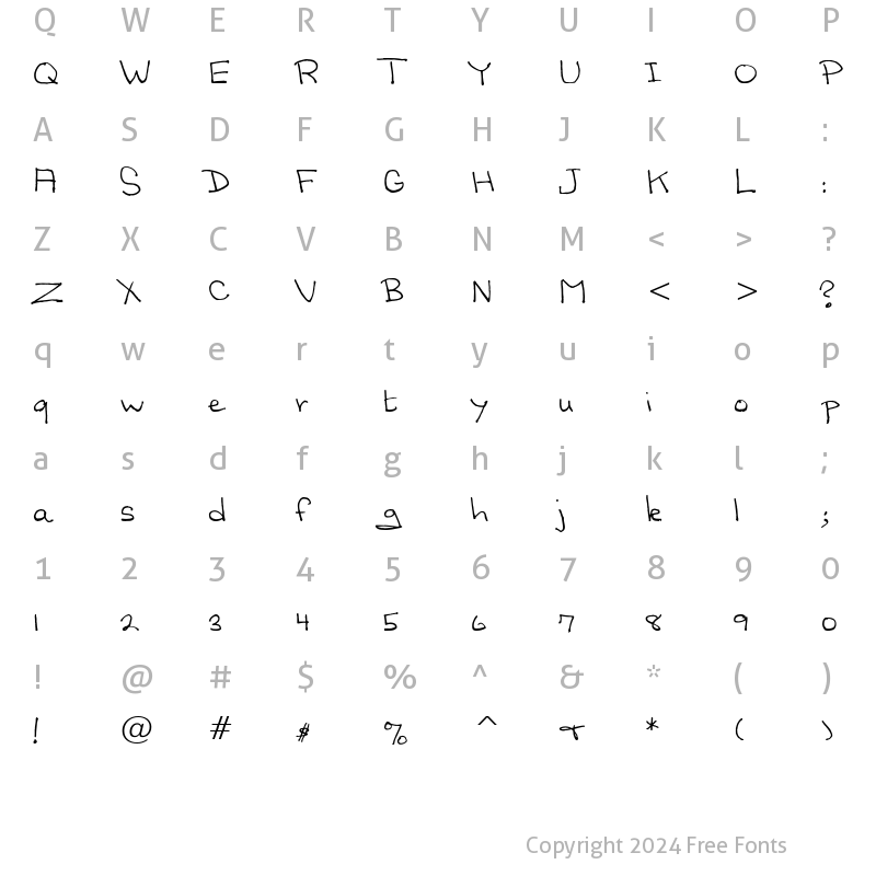 Character Map of Sandscript BTN Regular