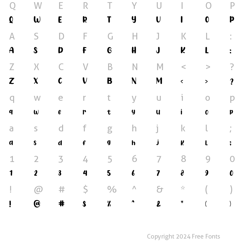 Character Map of Sandy Kids Regular