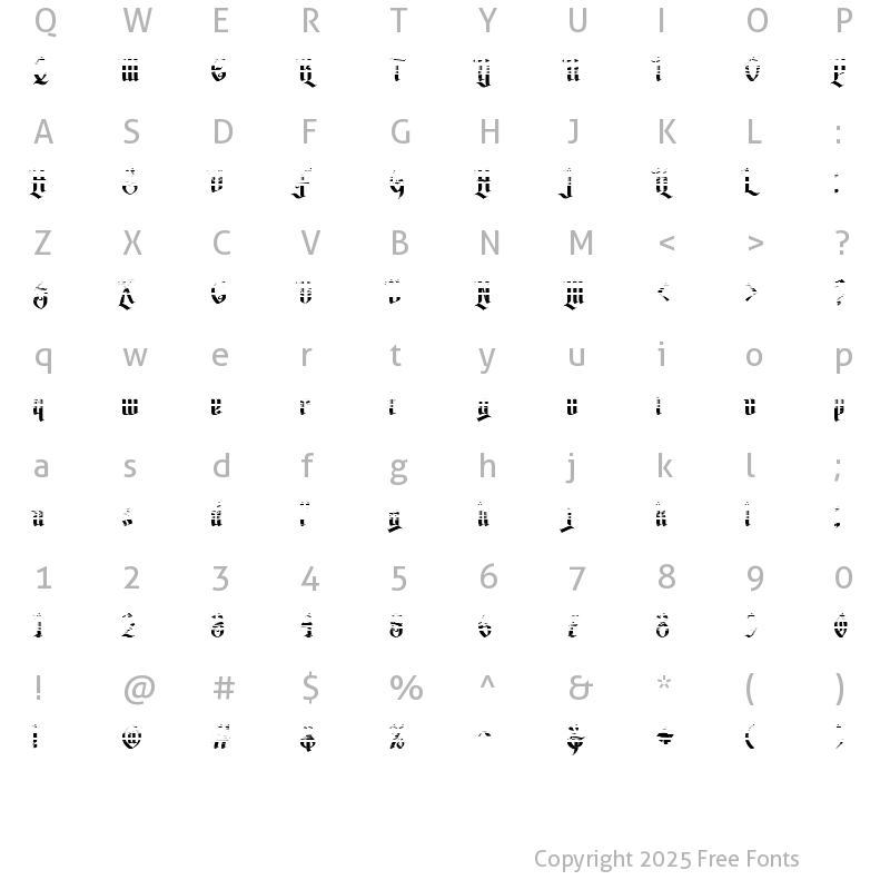 Character Map of Sanekala Stripes Typeface Regular