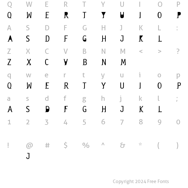 Character Map of saneserif serifsane