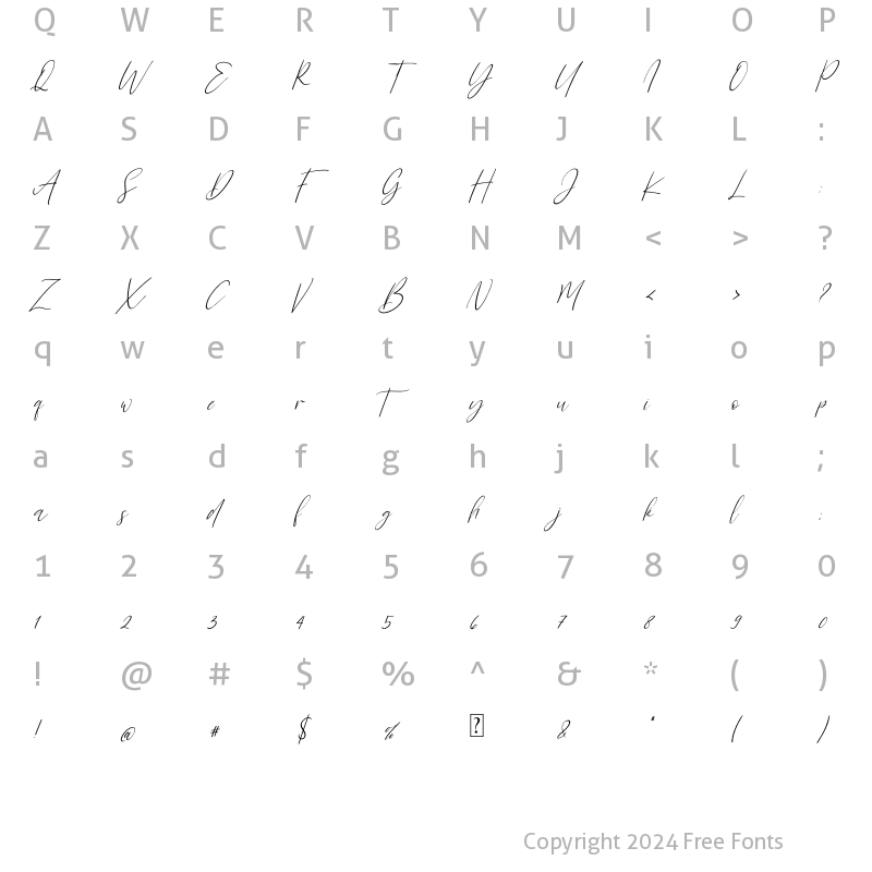 Character Map of Sanflorida Italic