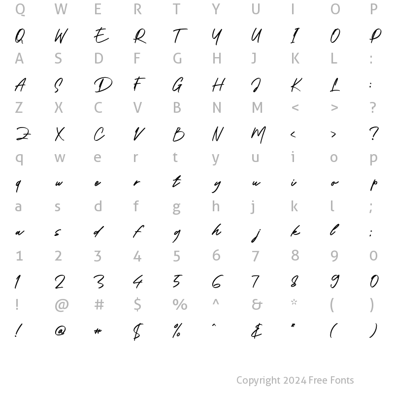 Character Map of Sanfo Regular