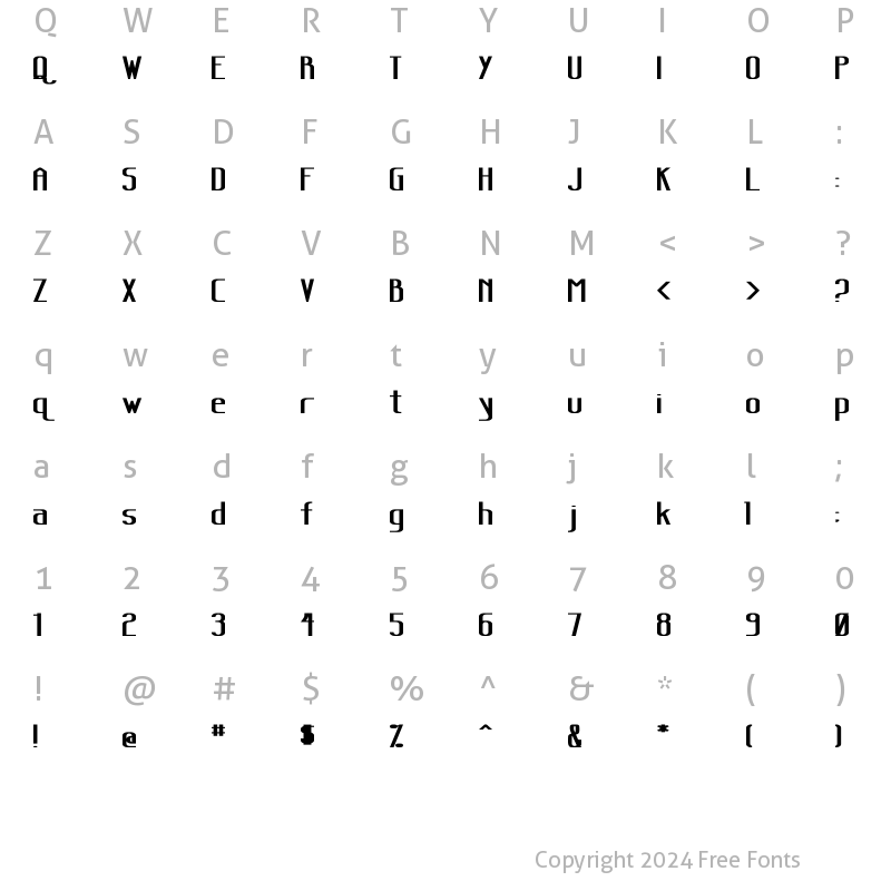 Character Map of Sanity Wide Bold