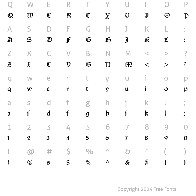 Character Map of SanMarcoDfr Roman