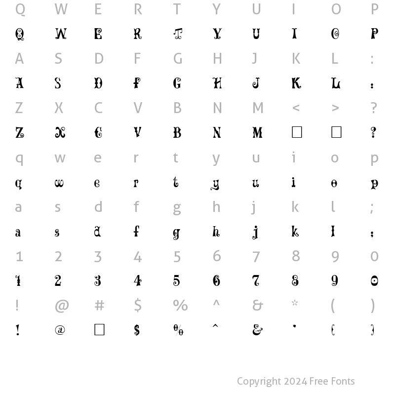 Character Map of Sanremo Regular