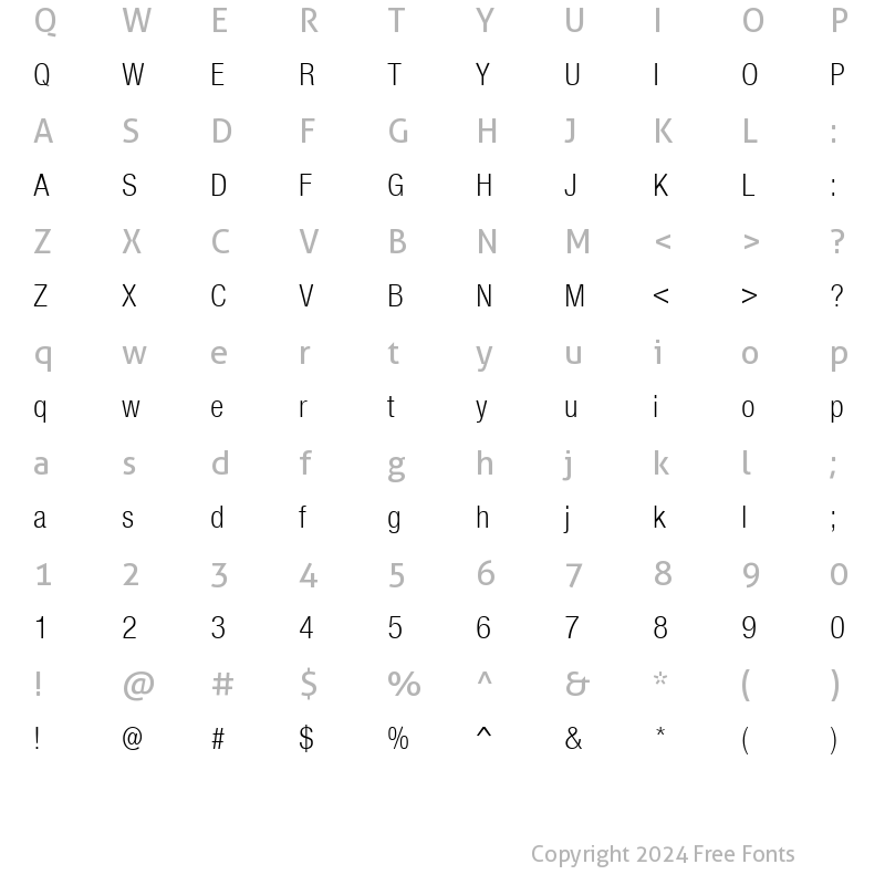 Character Map of SansCondLH Regular