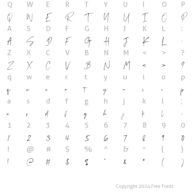 Character Map of Sansino Regular