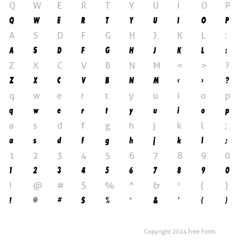 Character Map of SansSerifExbFLFCond Regular