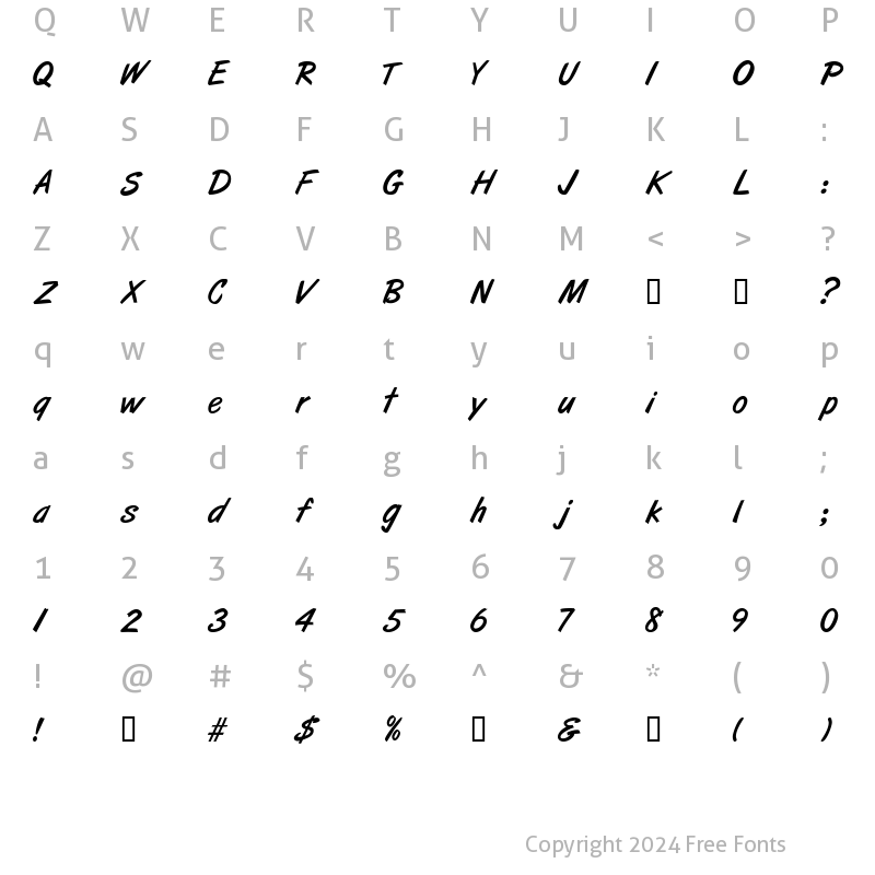 Character Map of SantguayScriptSSK Regular