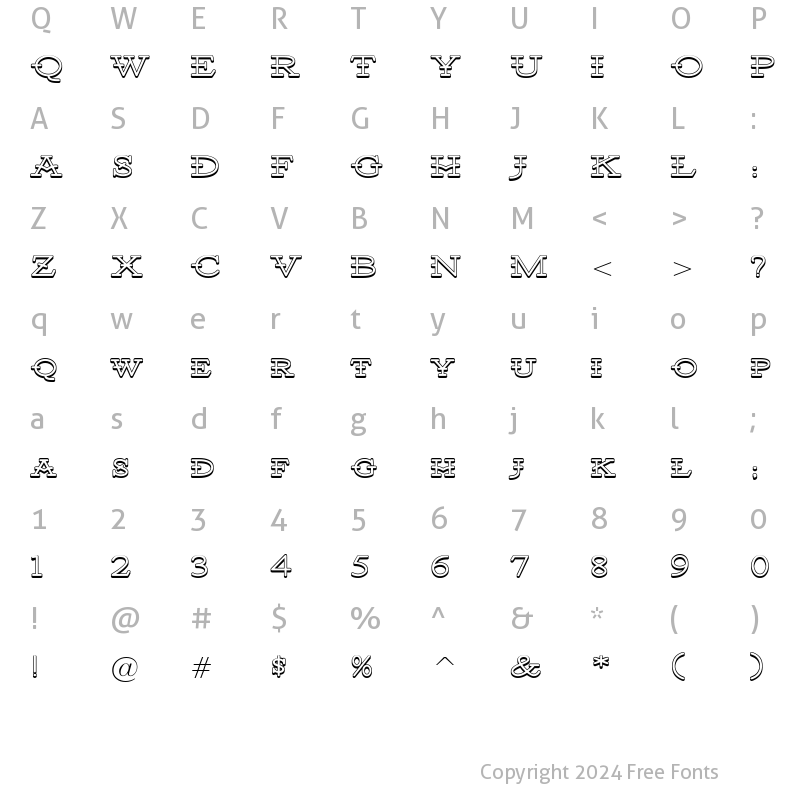 Character Map of Santiago BTN Shadow Regular