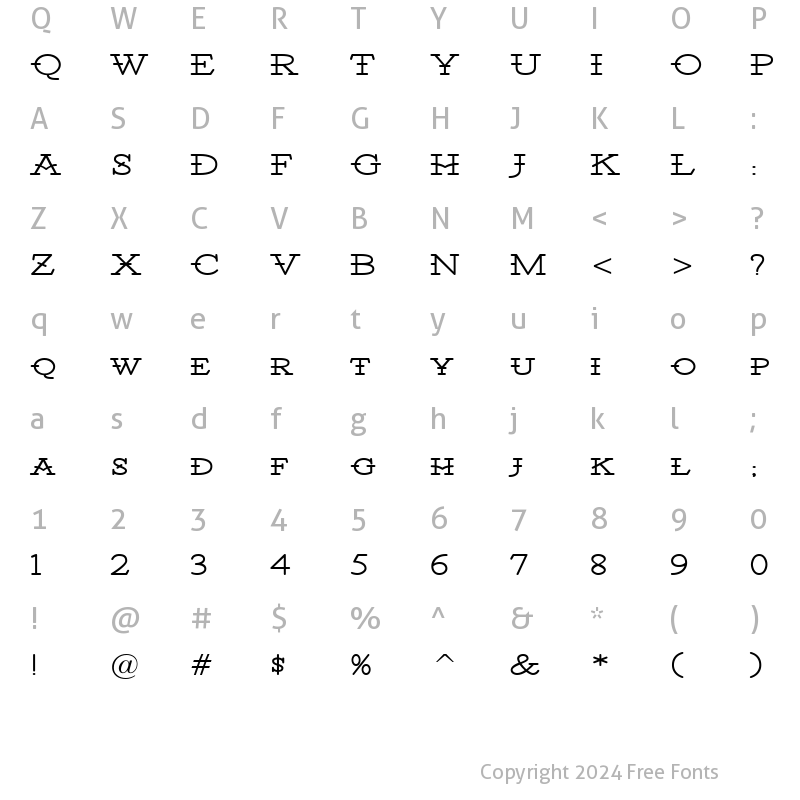 Character Map of Santiago BTN Wide Regular