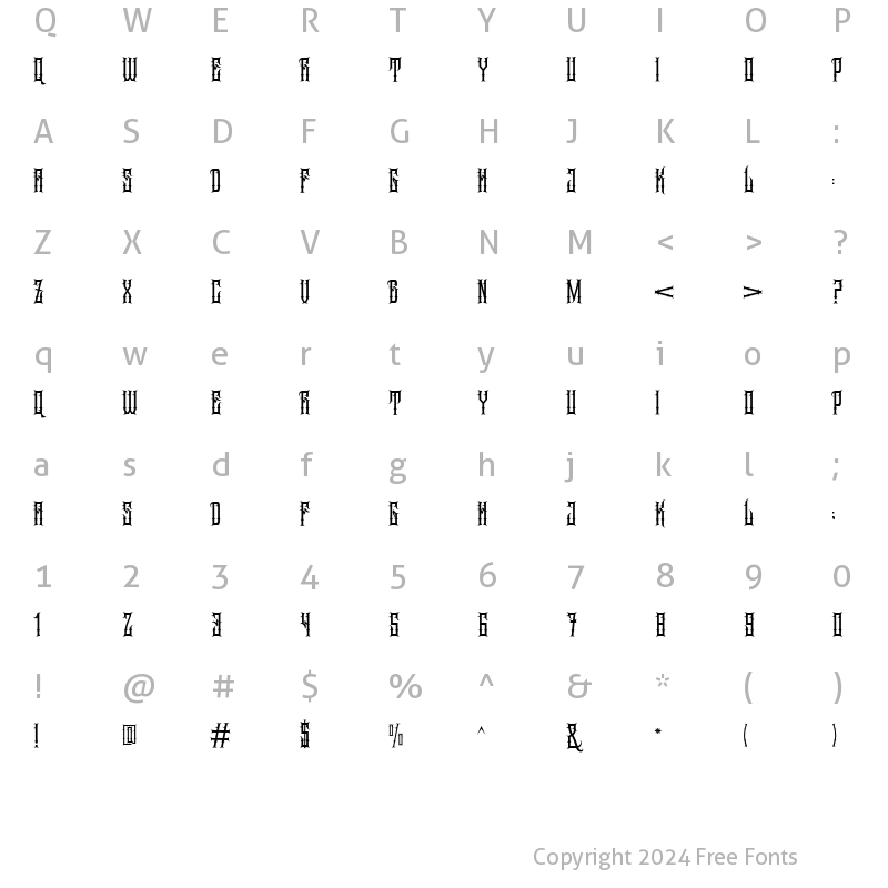 Character Map of Santiago Regular