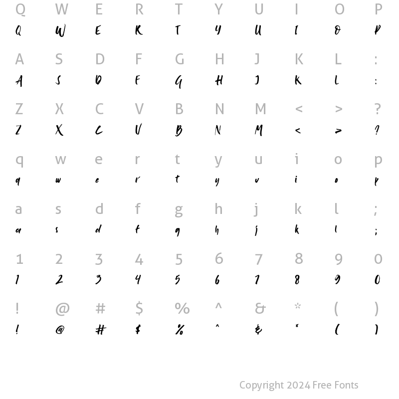 Character Map of Santoryu Regular