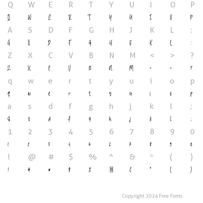 Character Map of Santtoria Mood Regular