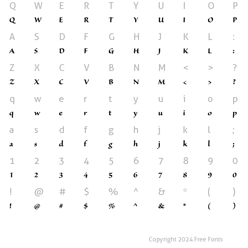 Character Map of Sanvito Pro Bold Subhead