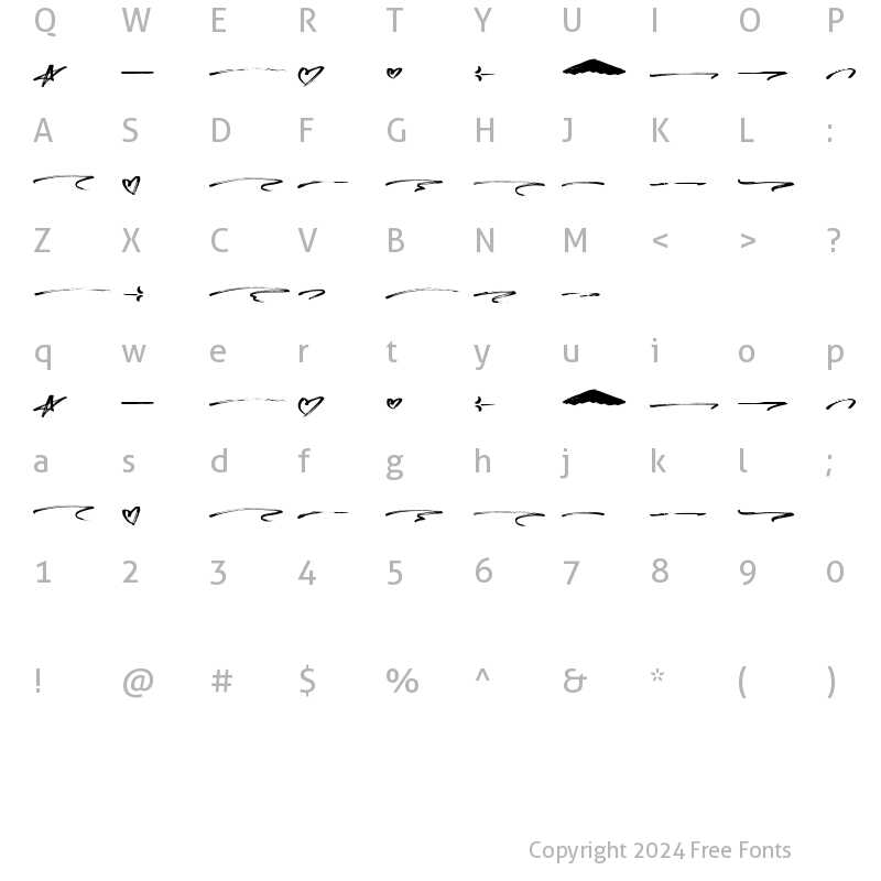 Character Map of Sapodilla Underlines Regular