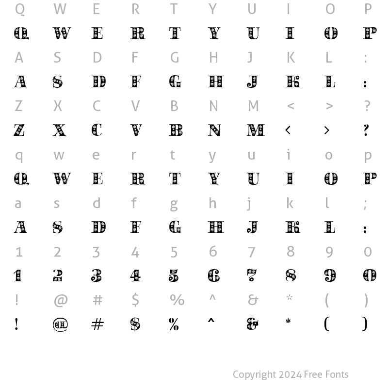 Character Map of SapphireSativa Regular