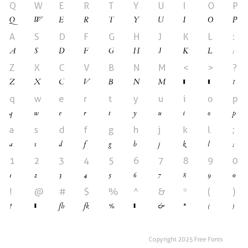 Character Map of SarabandeAntikva Regular