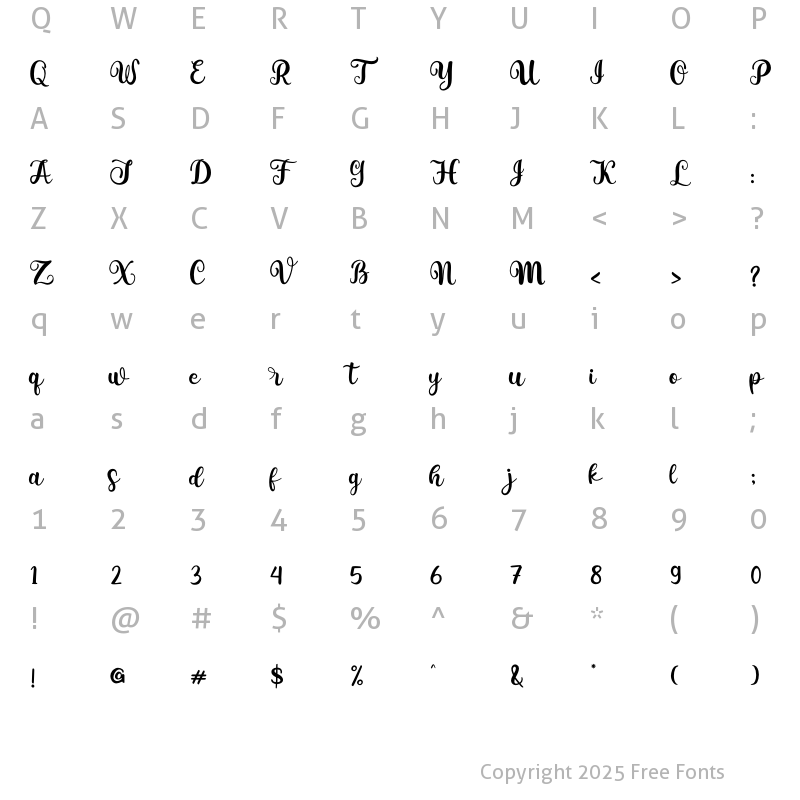 Character Map of Saranghae Regular