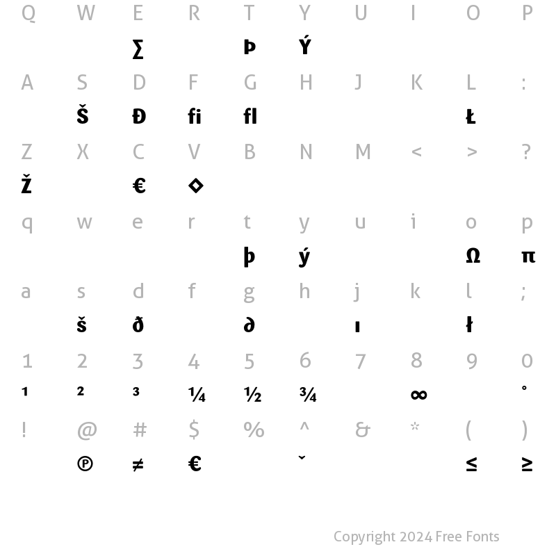 Character Map of Sari ExtraBoldExp Regular