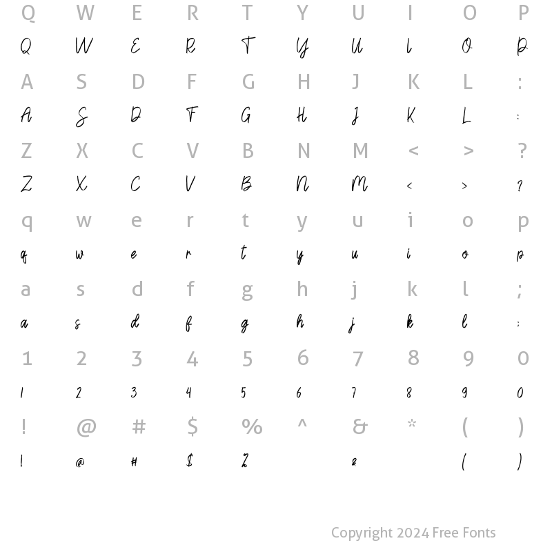 Character Map of Sarlesty Regular