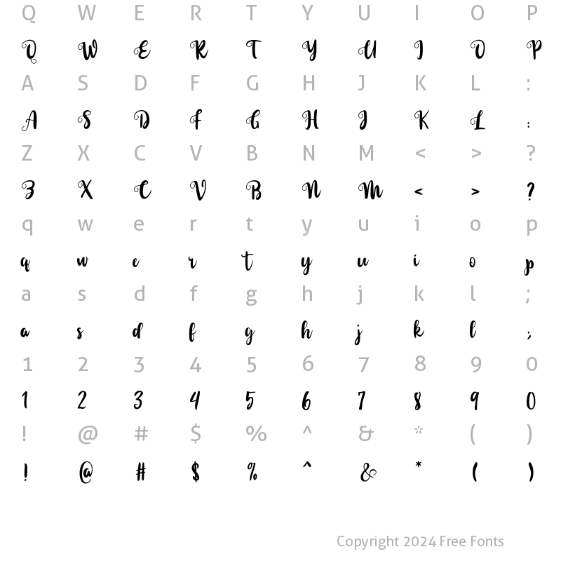 Character Map of Sarllina Regular