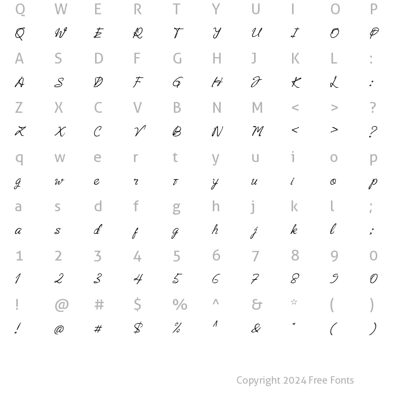 Character Map of Sarthijand Italic