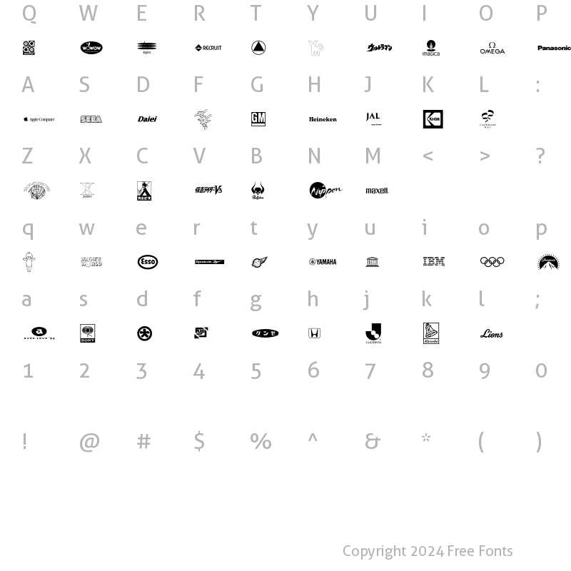 Character Map of Saru TradeMarks Regular