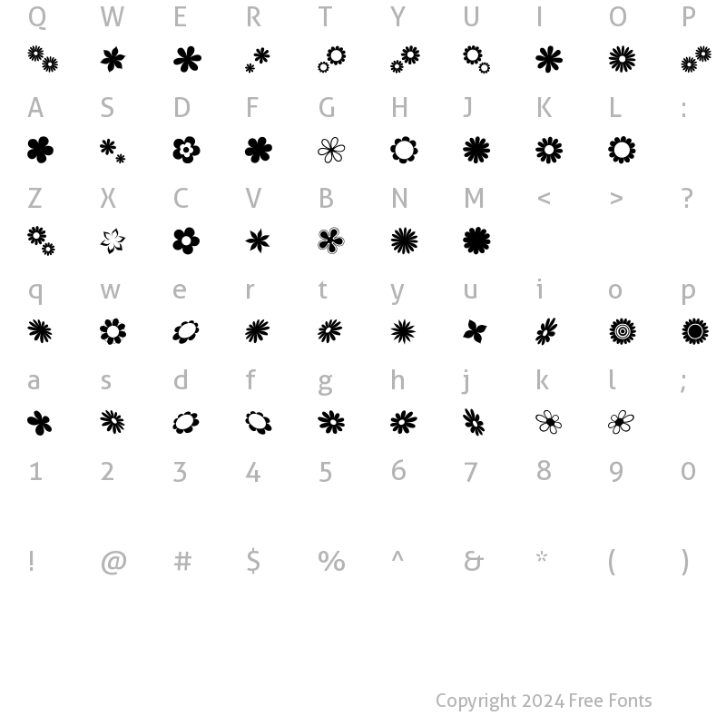 Character Map of saru's Flower Ding (sRB) Regular