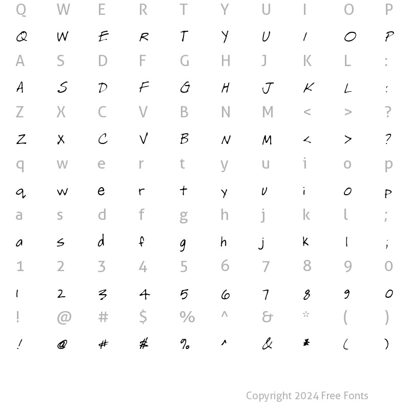 Character Map of SashasHand Regular