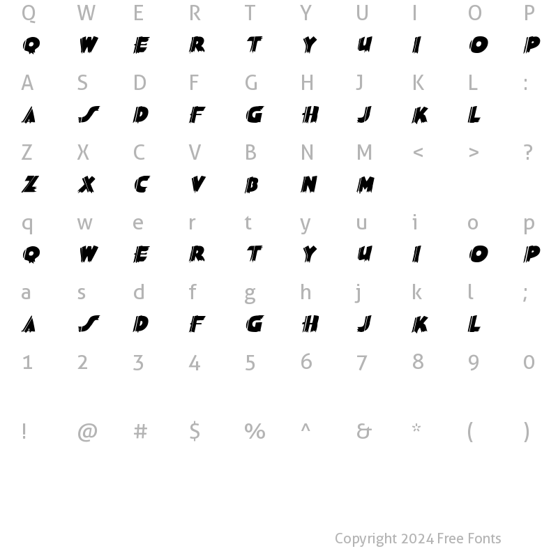 Character Map of SashDisplayCaps Bold Italic