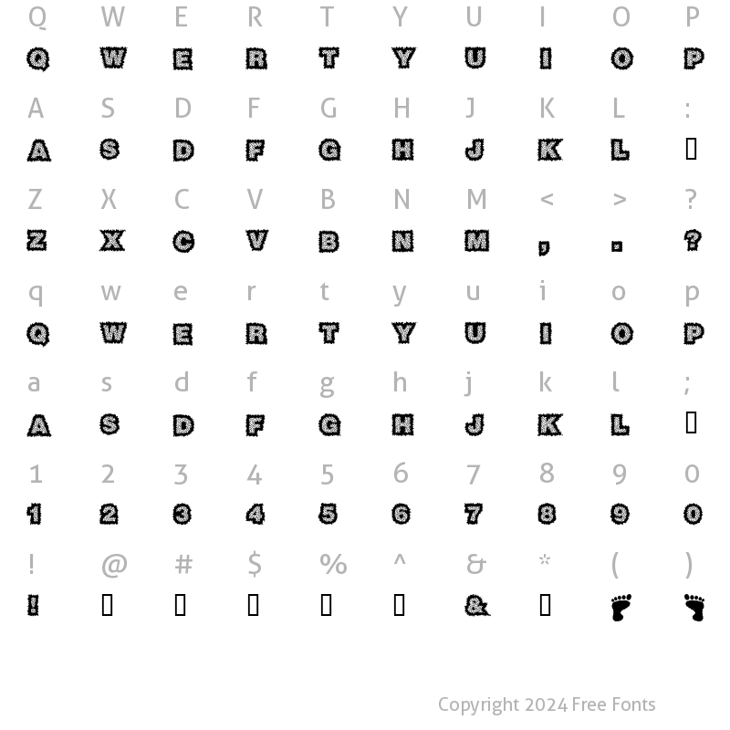 Character Map of Sasquatch Regular