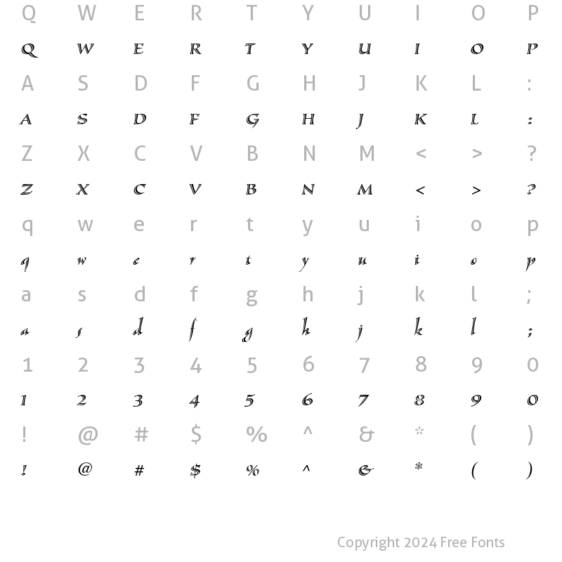 Character Map of Sassafras Lx Italic