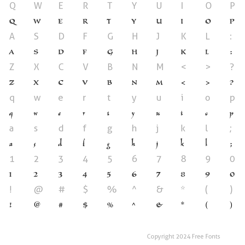 Character Map of Sassafras Lx Regular