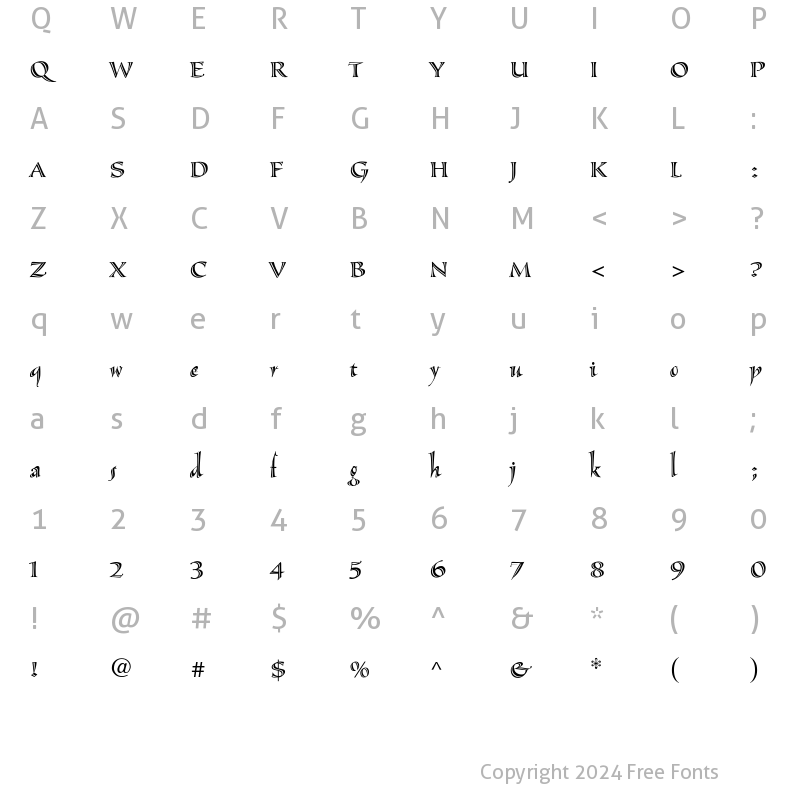 Character Map of Sassafras-Lx Regular