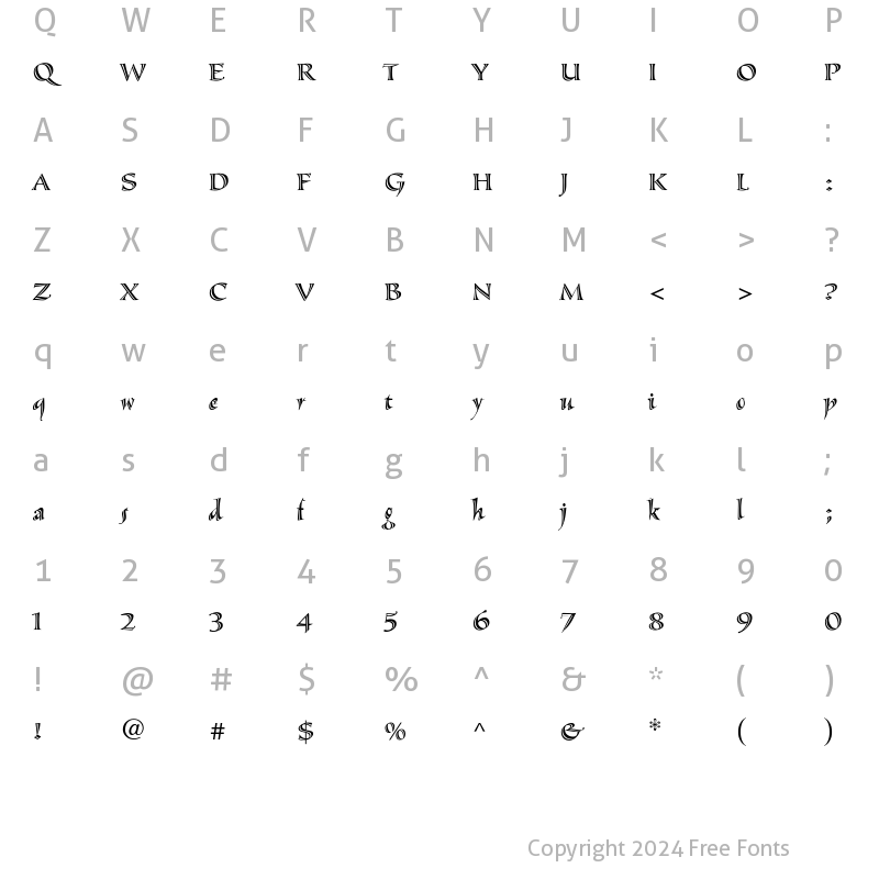 Character Map of Sassafras-Roman Regular