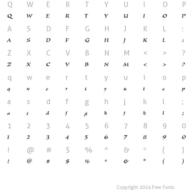 Character Map of Sassafras Sx Italic