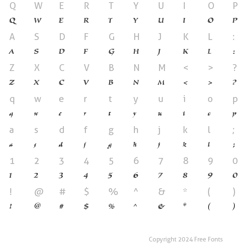 Character Map of Sassafras-SxItalic Regular