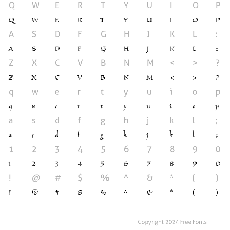 Character Map of SassafrasLx Roman