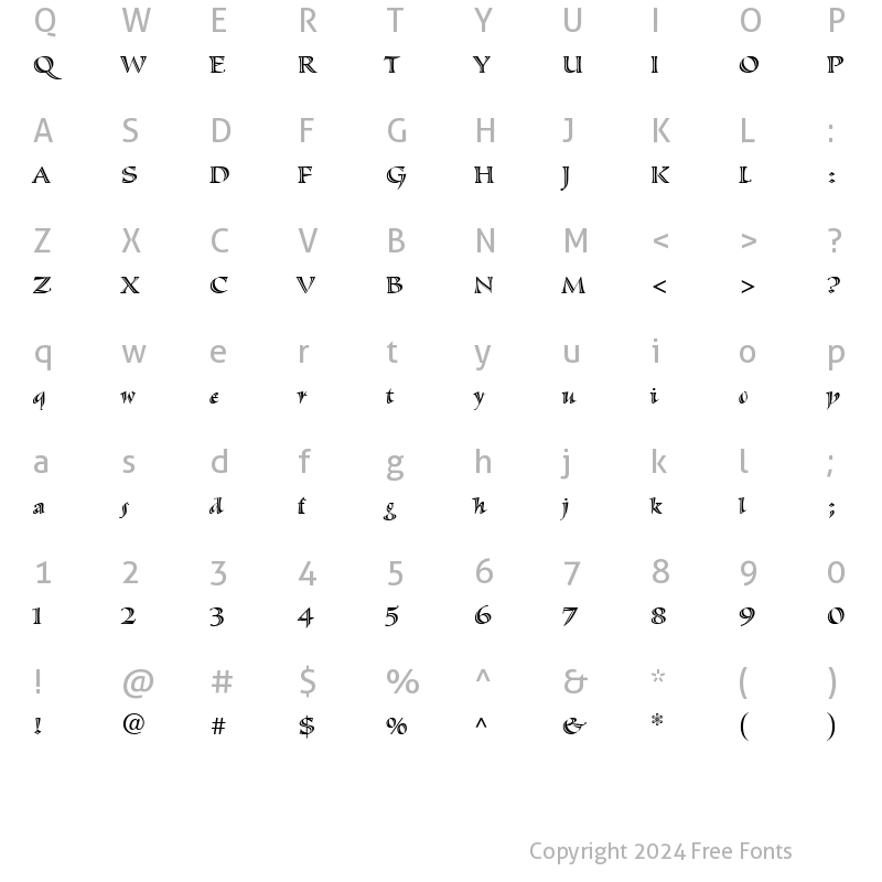 Character Map of SassafrasSx Roman