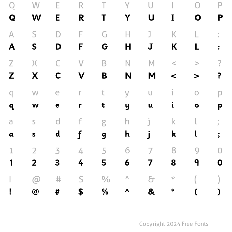 Character Map of Sassoon Infant Std Bold