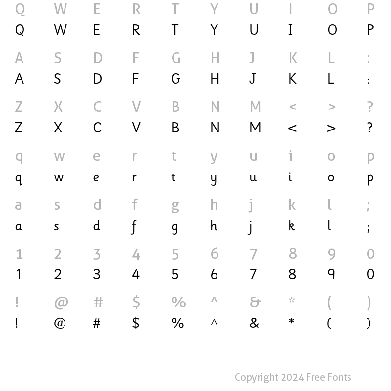 Character Map of Sassoon Infant Std Regular