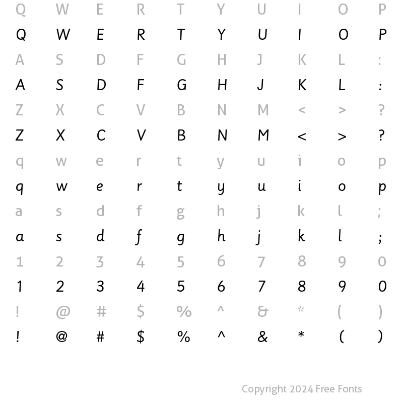 Character Map of Sassoon Primary Regular